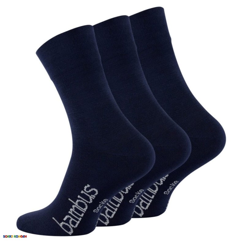 3 Par Navy bl� bambus str�mper med forst�rket h�l og t�