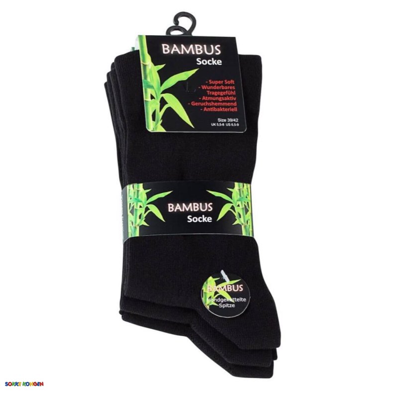 3 Par Sorte bambus str�mper med forst�rket h�l og t�