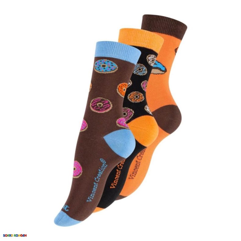 3 Par Vincent Creation Motiv Str�mper med Donuts