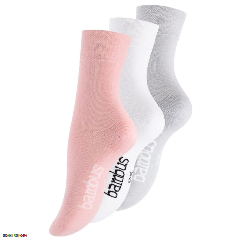 3 Par Farverige bambus str�mper med forst�rket h�l og t�