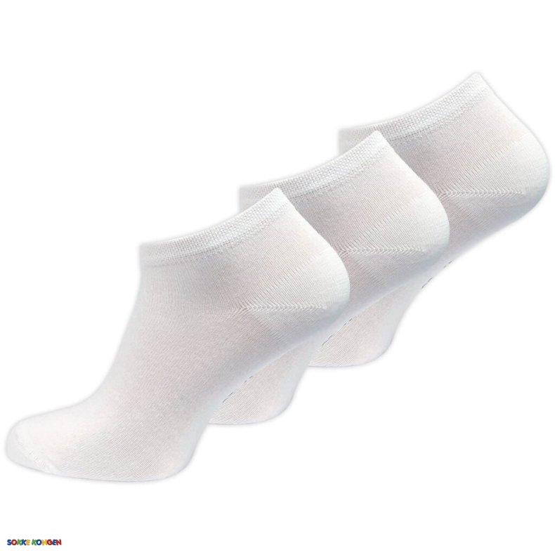 3 Par Hvide bambus ankelstr�mper med forst�rket h�l og t�