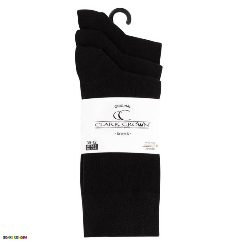 3 Par Clark Crown Sorte Business Bomuldsstr�mper